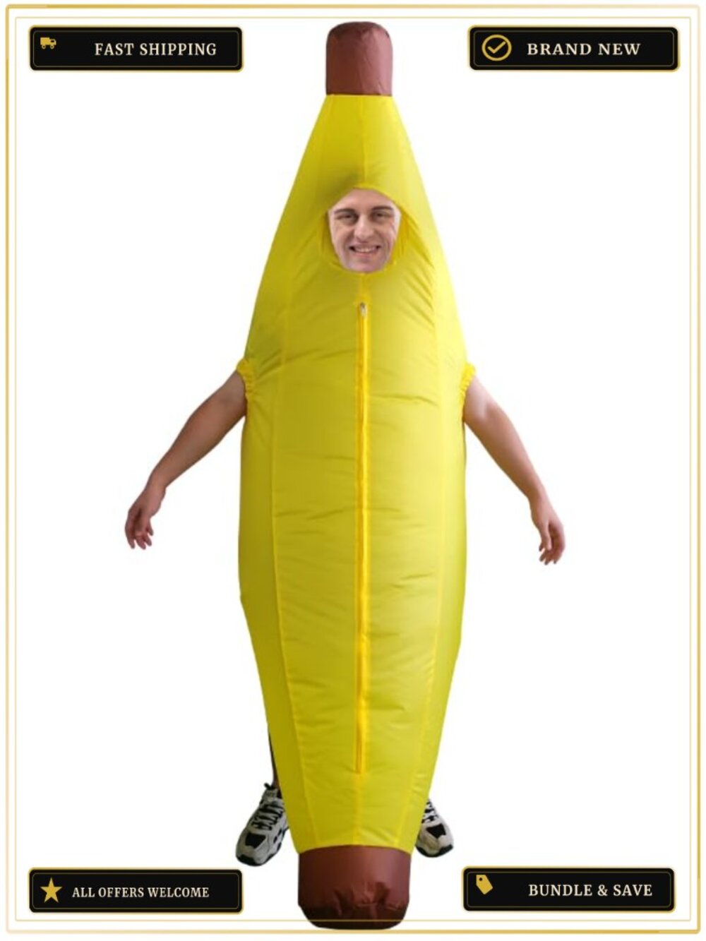 Inflatable Banana Costume Adult Blow Up Fruit Suit Halloween Party Cosplay